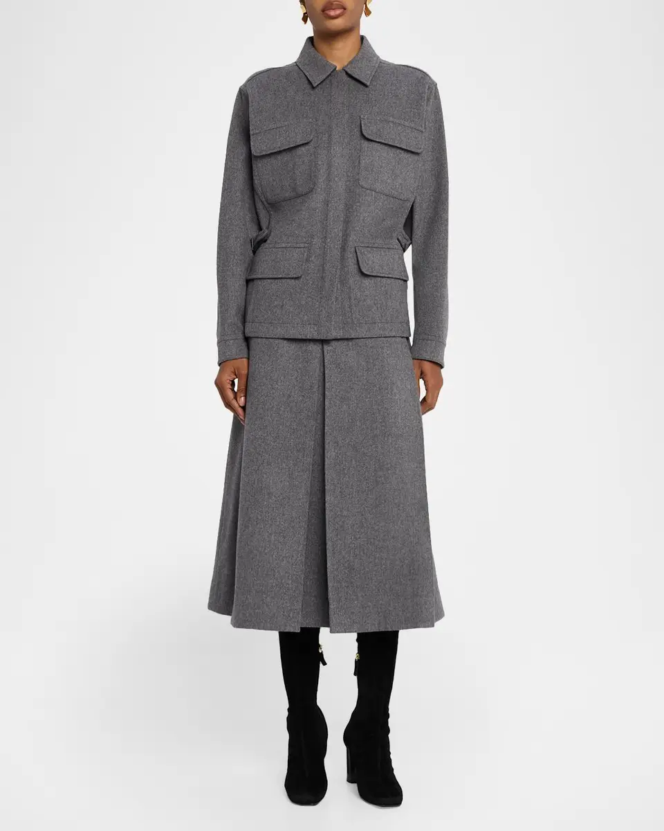 Co Front Pocket Pleated Wool-Cashmere Midi Skirt | Thumbnail 2 Co Front Pocket Pleated Wool-Cashmere Midi Skirt | Thumbnail 2