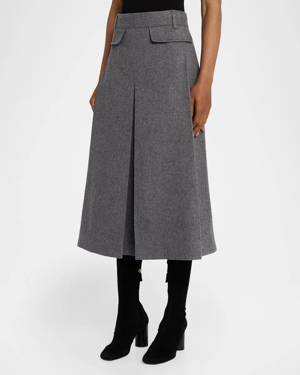 Co Front Pocket Pleated Wool-Cashmere Midi Skirt | Thumbnail 4 Co Front Pocket Pleated Wool-Cashmere Midi Skirt | Thumbnail 4