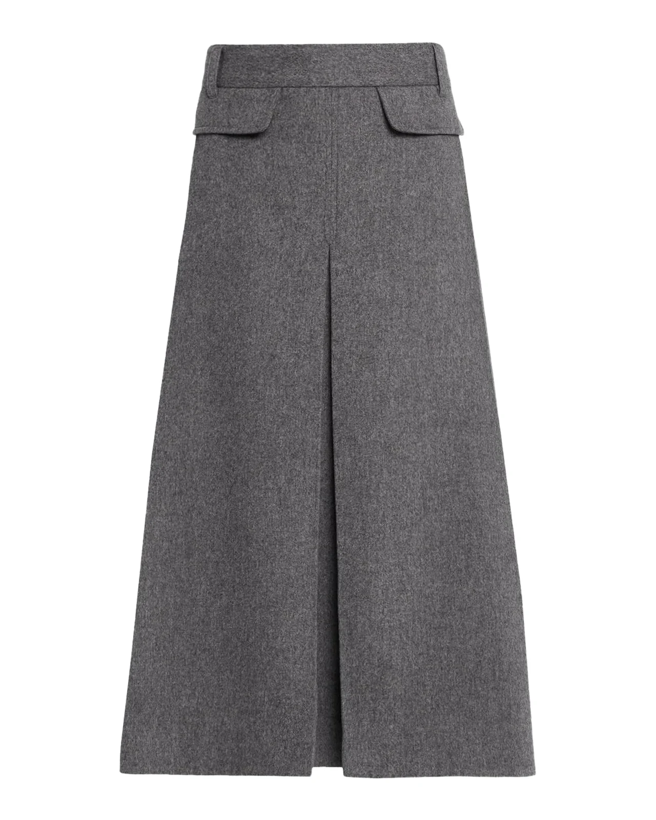 Co Front Pocket Pleated Wool-Cashmere Midi Skirt