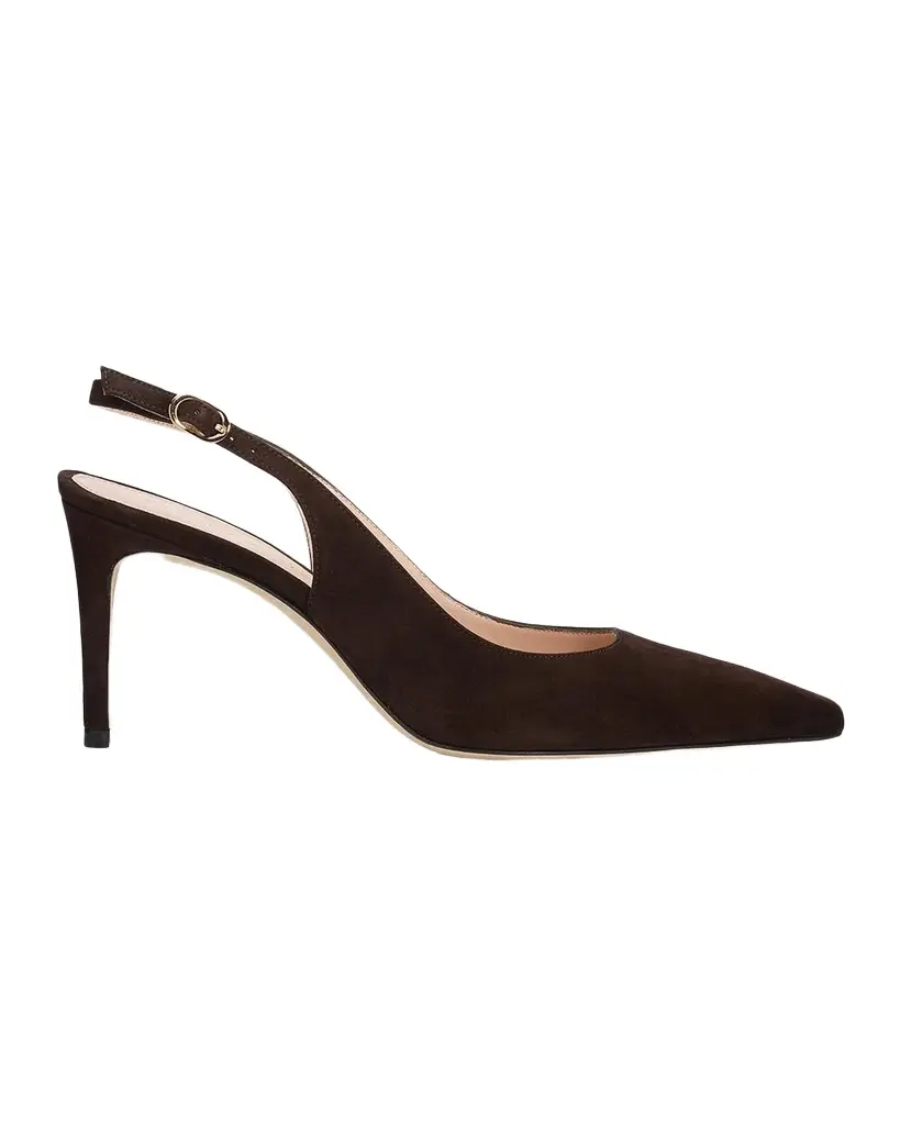 Stuart Weitzman 75mm Stuart Power Suede Slingback Pumps
