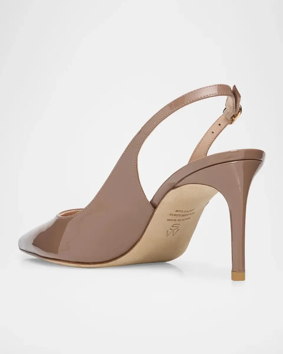 Stuart Weitzman 75mm Stuart Power Patent Leather Slingback Pumps | Thumbnail 4