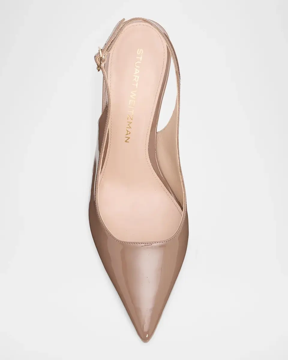 Stuart Weitzman 75mm Stuart Power Patent Leather Slingback Pumps | Thumbnail 6