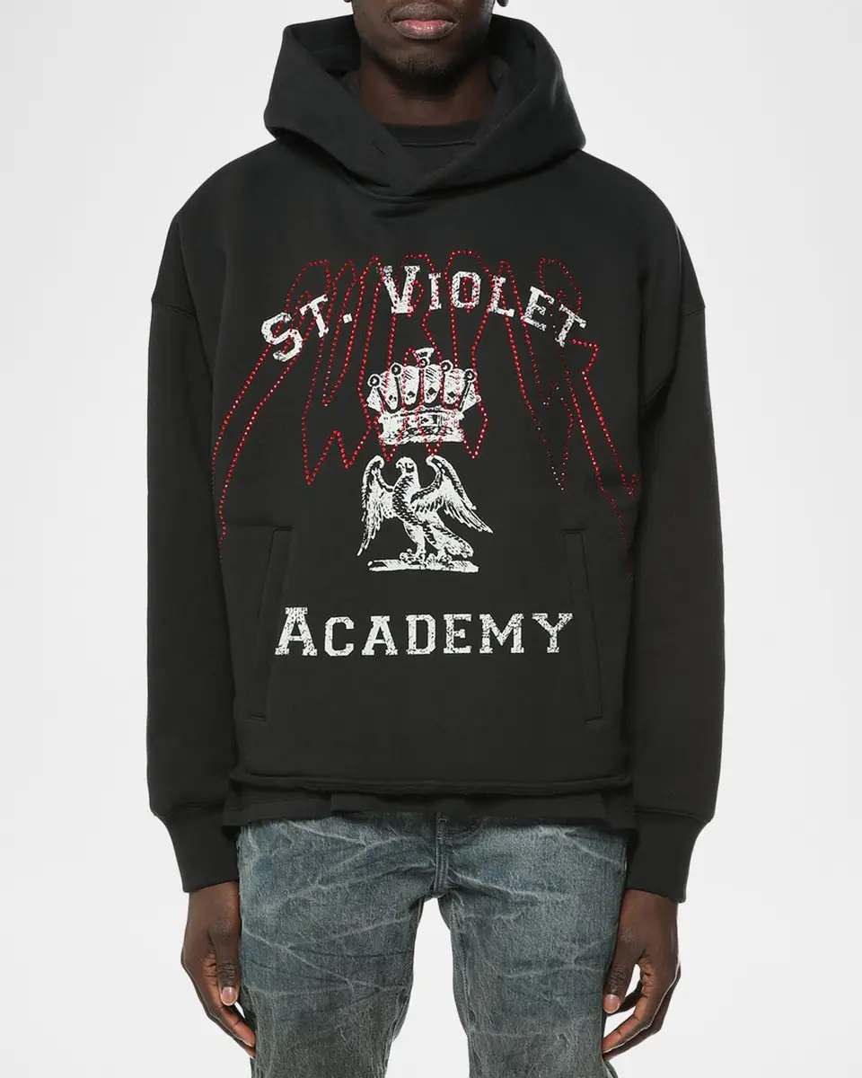 PURPLE Embellished Graphic Cotton Fleece Oversized Hoodie | Thumbnail 3 PURPLE Embellished Graphic Cotton Fleece Oversized Hoodie | Thumbnail 3