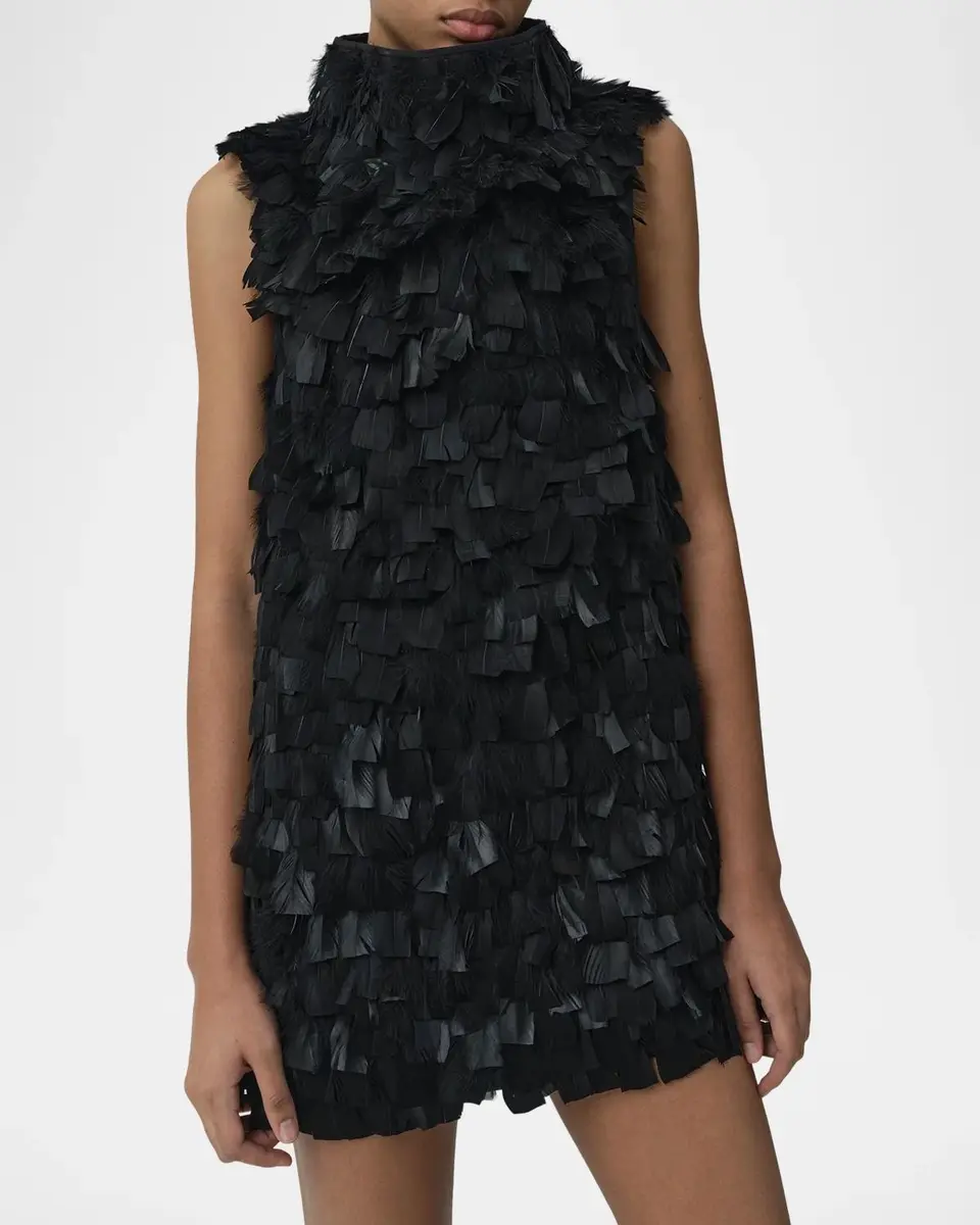 Simkhai Faux-Feather Shift Mini Dress | Thumbnail 4 Simkhai Faux-Feather Shift Mini Dress | Thumbnail 4