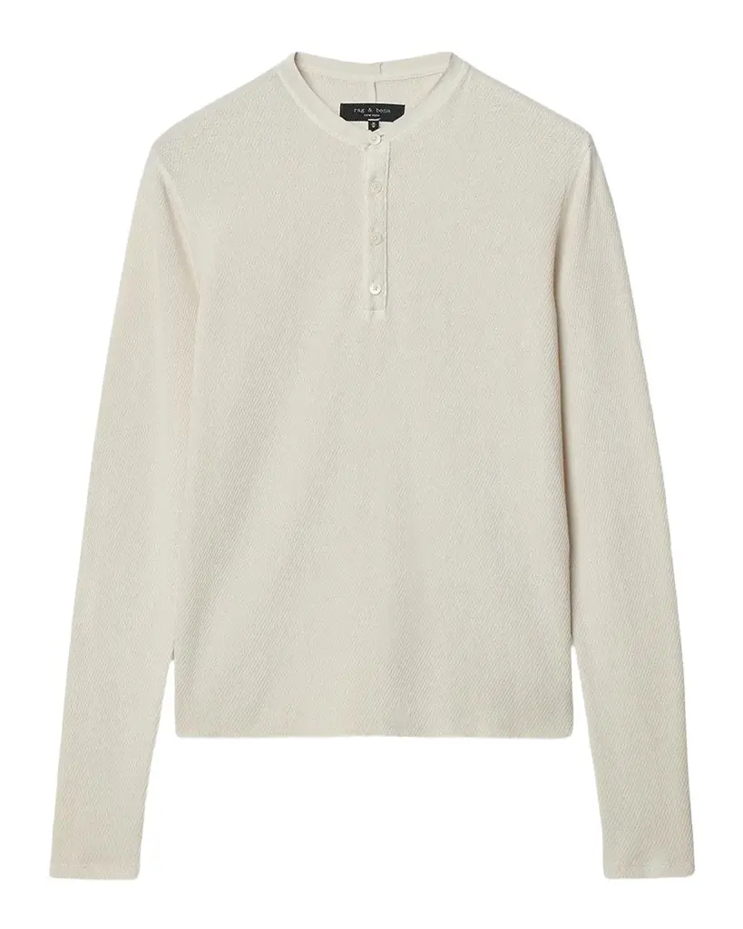 rag & bone Waffle-Knit Cotton Henley