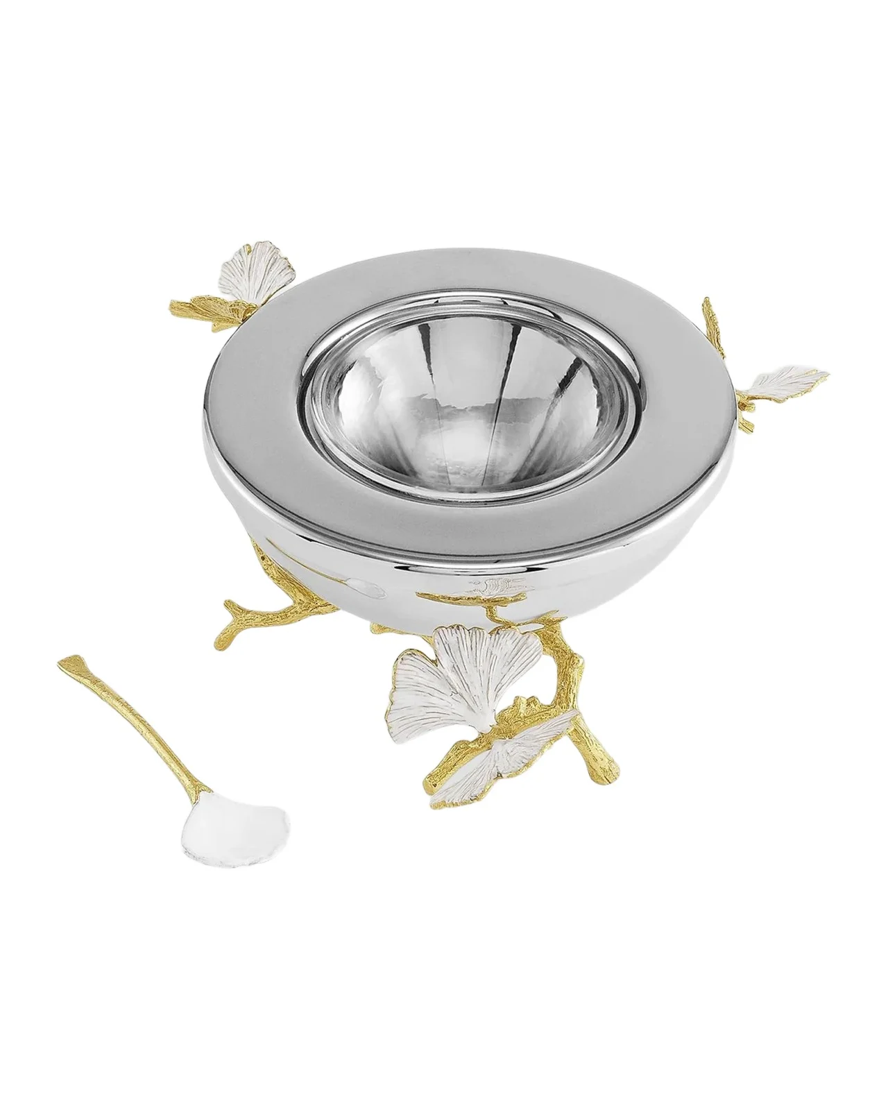 Michael Aram Butterfly Ginkgo Gold Caviar Dish with Spoon