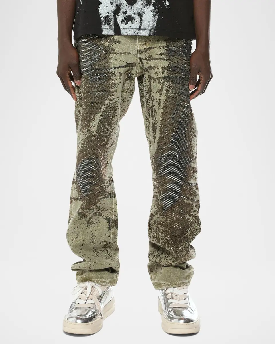 PURPLE Men's Trompe L Oeil Crystal Denim Jeans | Thumbnail 3 PURPLE Men's Trompe L Oeil Crystal Denim Jeans | Thumbnail 3