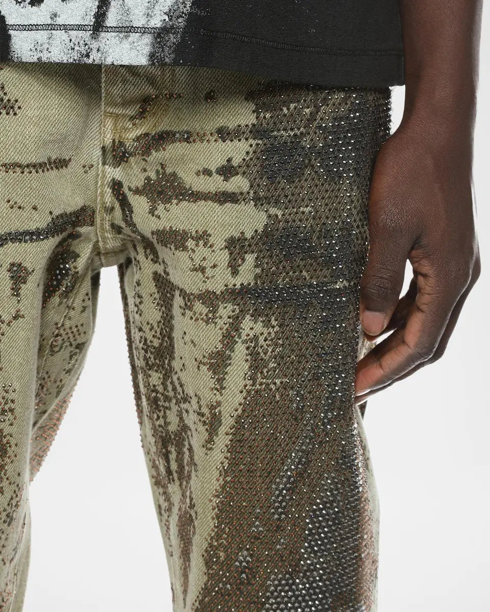 PURPLE Men's Trompe L Oeil Crystal Denim Jeans | Thumbnail 4 PURPLE Men's Trompe L Oeil Crystal Denim Jeans | Thumbnail 4