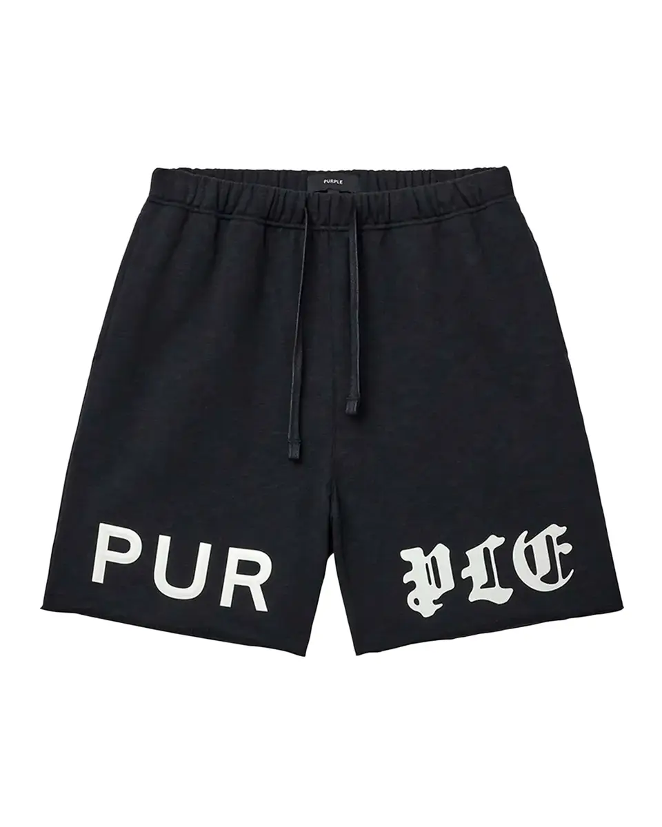 PURPLE Men's Cotton Fleece Drawstring Shorts | Thumbnail 2 PURPLE Men's Cotton Fleece Drawstring Shorts | Thumbnail 2