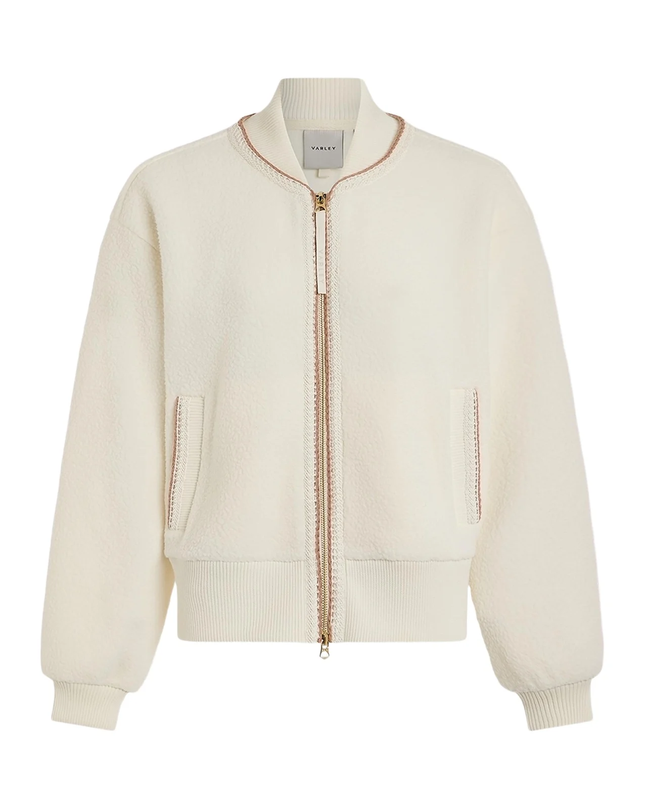 Klaudia Contrast-Trim Borg Fleece Jacket Klaudia Contrast-Trim Borg Fleece Jacket
