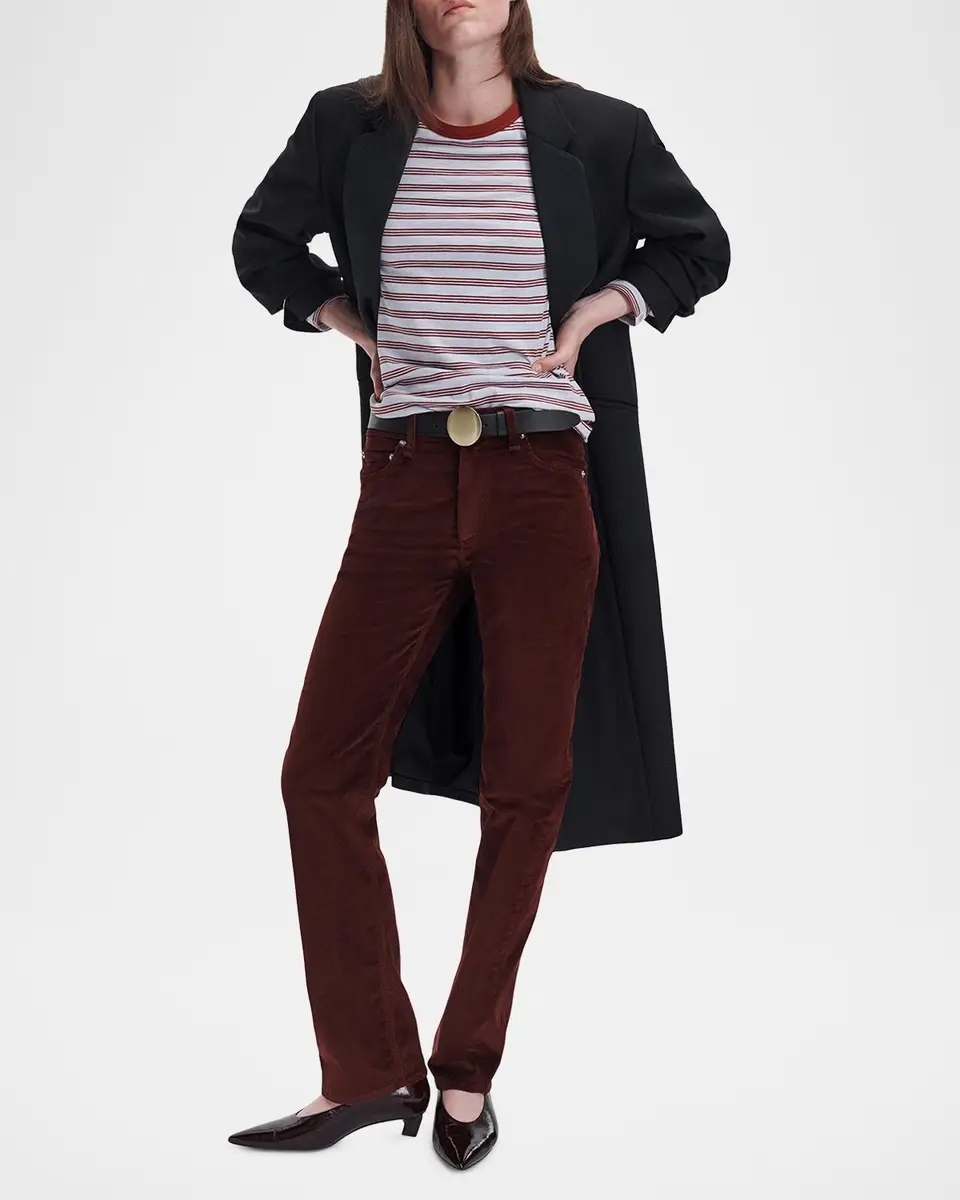 rag & bone Corduroy Harlow Mid-Rise Slim-Straight Jeans | Thumbnail 2