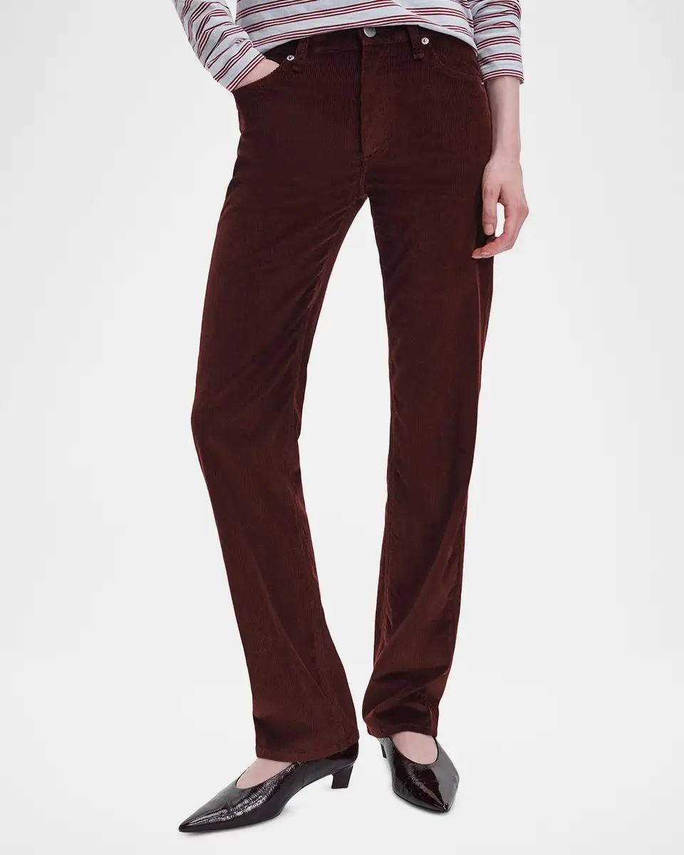 rag & bone Corduroy Harlow Mid-Rise Slim-Straight Jeans | Thumbnail 4