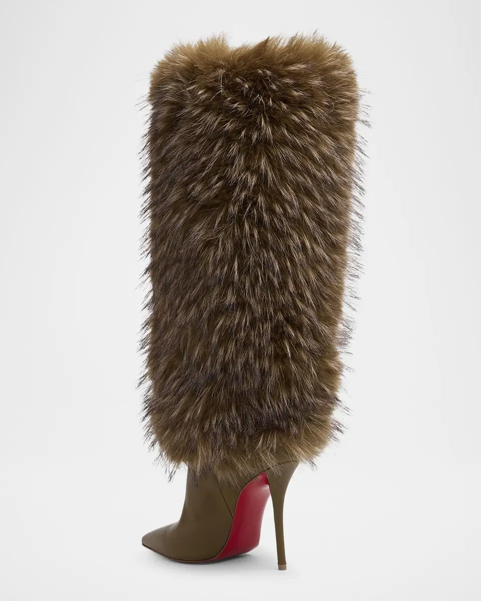 Christian Louboutin 100mm Yangzee Faux Fur Leather Knee-High Boots | Thumbnail 2 Christian Louboutin 100mm Yangzee Faux Fur Leather Knee-High Boots | Thumbnail 2