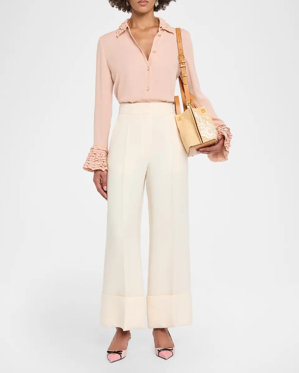 Valentino Garavani Small Floral-Embroidered Raffia Tote Bag | Thumbnail 5 Valentino Garavani Small Floral-Embroidered Raffia Tote Bag | Thumbnail 5