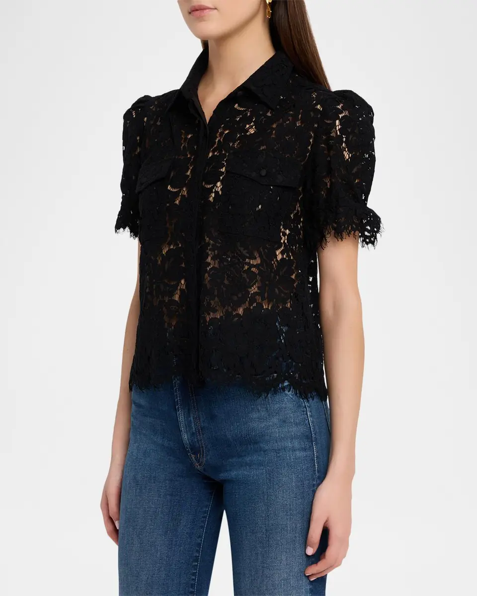 Generation Love Mina Lace Puff-Sleeve Shirt | Thumbnail 4