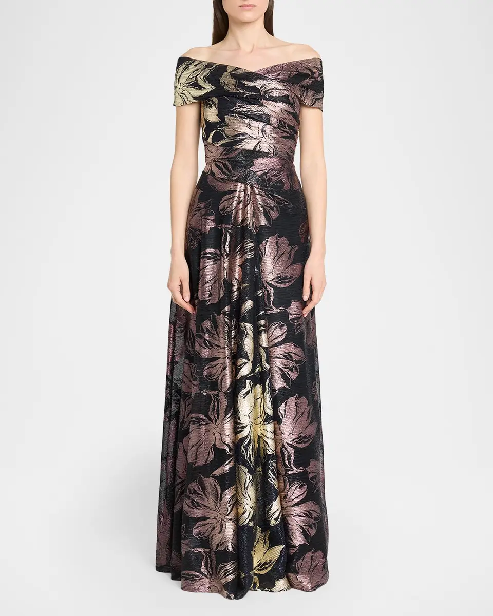 Talbot Runhof Autumn Leaf Ombre Voile Off-The-Shoulder Gown | Thumbnail 2 Talbot Runhof Autumn Leaf Ombre Voile Off-The-Shoulder Gown | Thumbnail 2