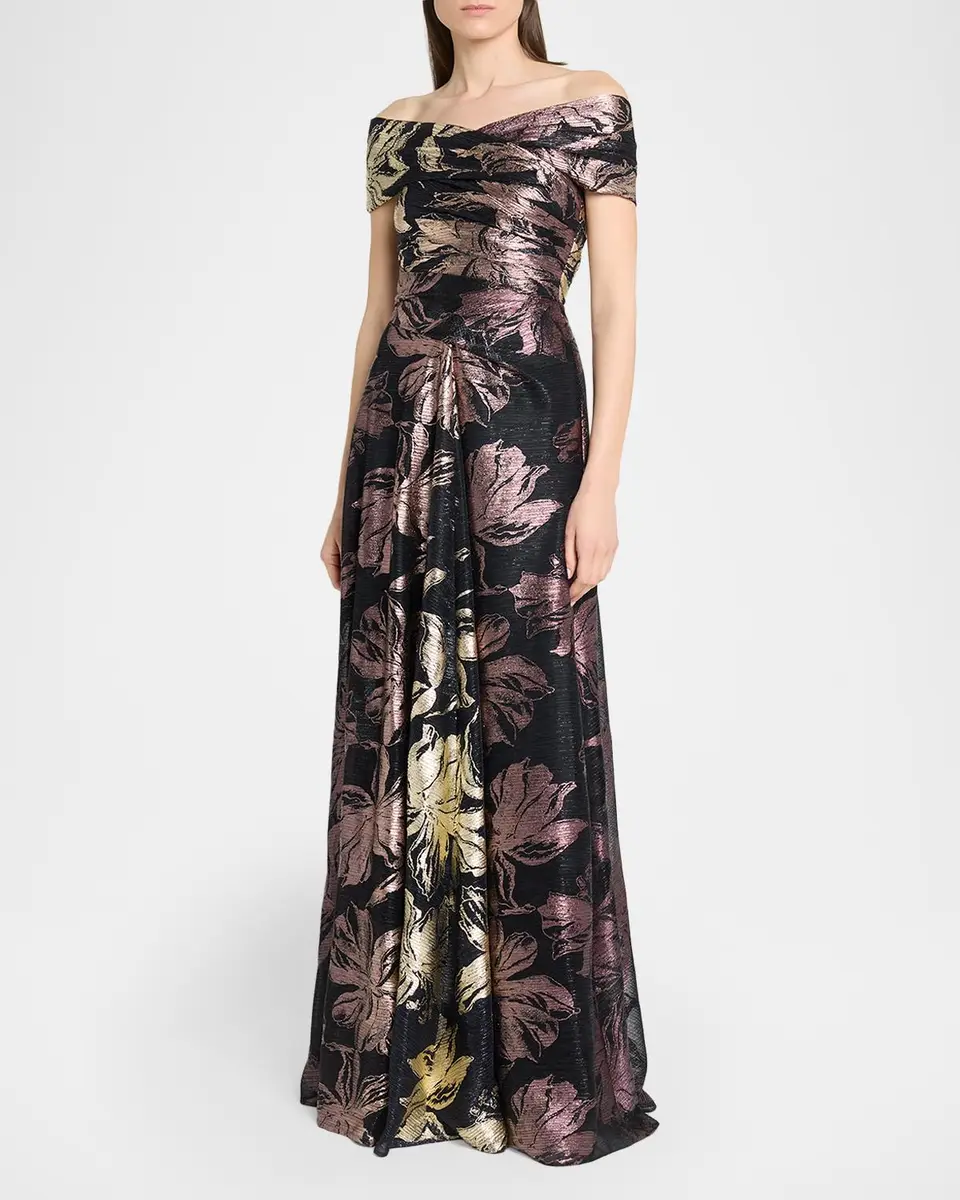 Talbot Runhof Autumn Leaf Ombre Voile Off-The-Shoulder Gown | Thumbnail 4 Talbot Runhof Autumn Leaf Ombre Voile Off-The-Shoulder Gown | Thumbnail 4