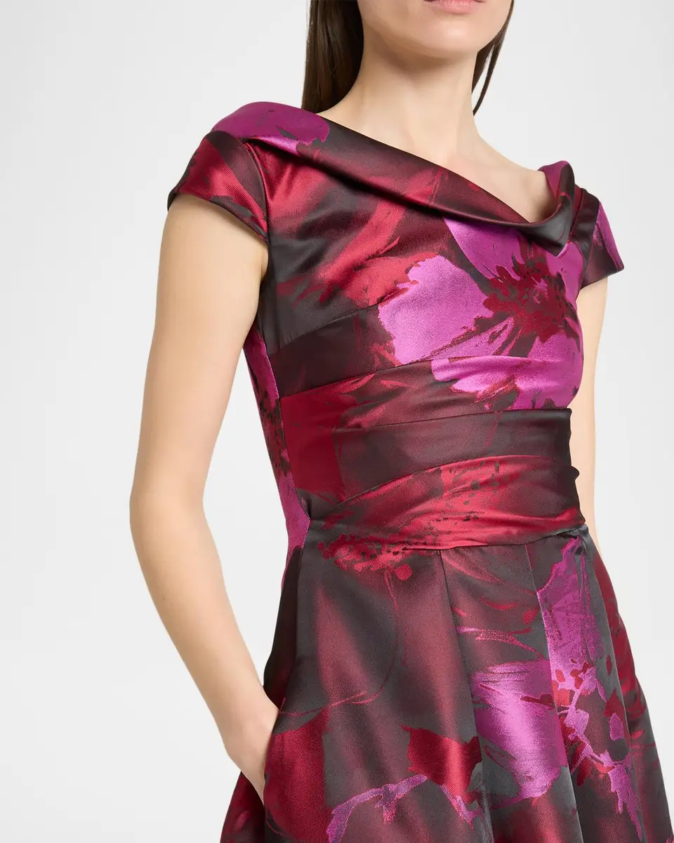 Talbot Runhof Hibiscus Jacquard Twisted High-Neck Ball Gown | Thumbnail 5 Talbot Runhof Hibiscus Jacquard Twisted High-Neck Ball Gown | Thumbnail 5