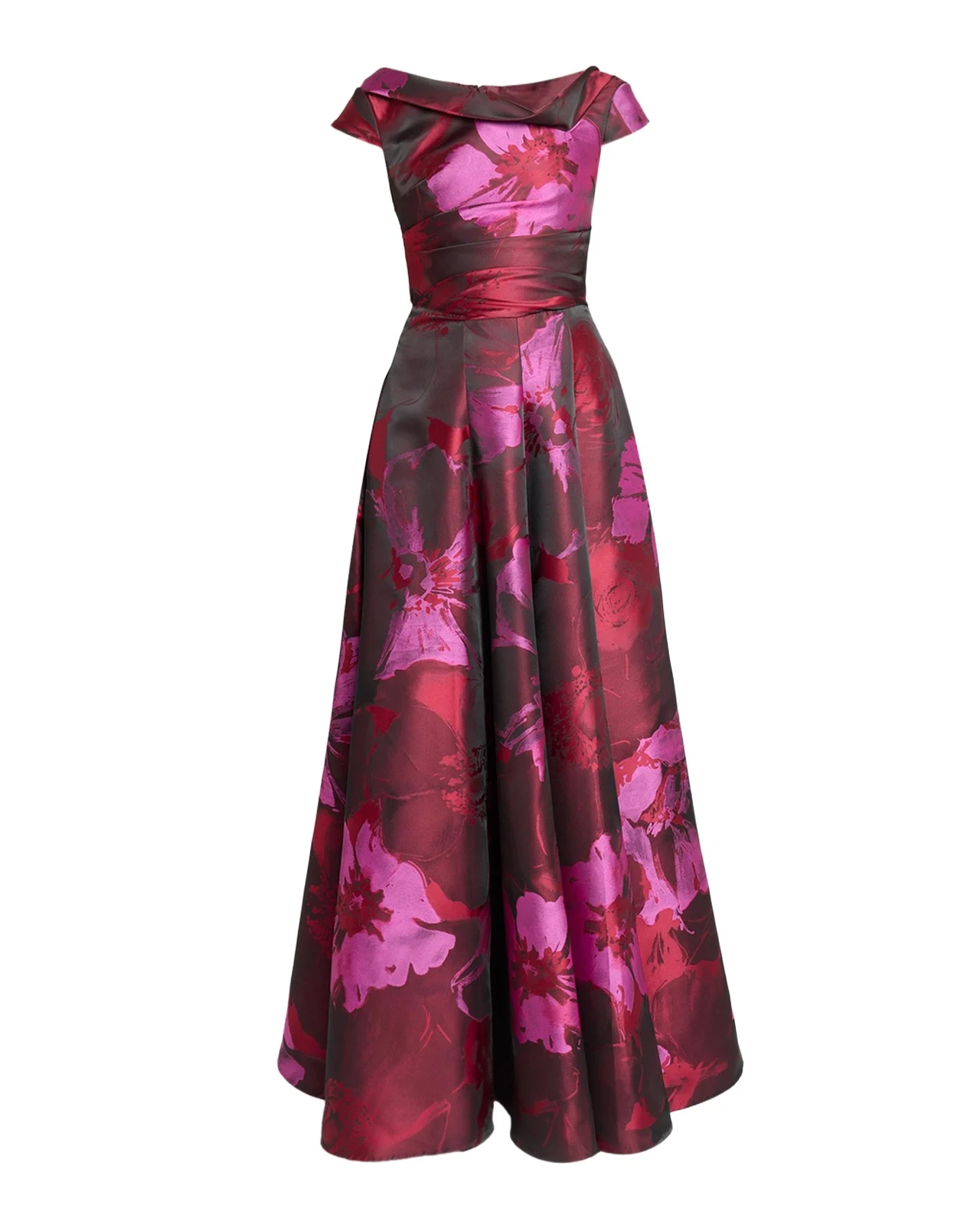 Hibiscus Jacquard Twisted High-Neck Ball Gown Hibiscus Jacquard Twisted High-Neck Ball Gown