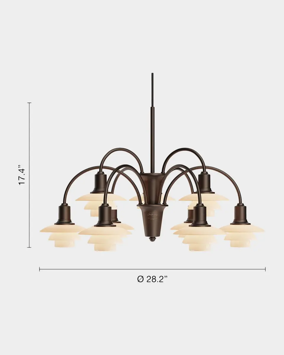 Louis Poulsen PH 1/1 28" Aged Brass 9-Light Chandelier, Centenary Edition | Thumbnail 3 Louis Poulsen PH 1/1 28" Aged Brass 9-Light Chandelier, Centenary Edition | Thumbnail 3