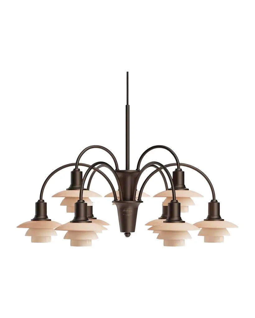 Louis Poulsen PH 1/1 28" Aged Brass 9-Light Chandelier, Centenary Edition