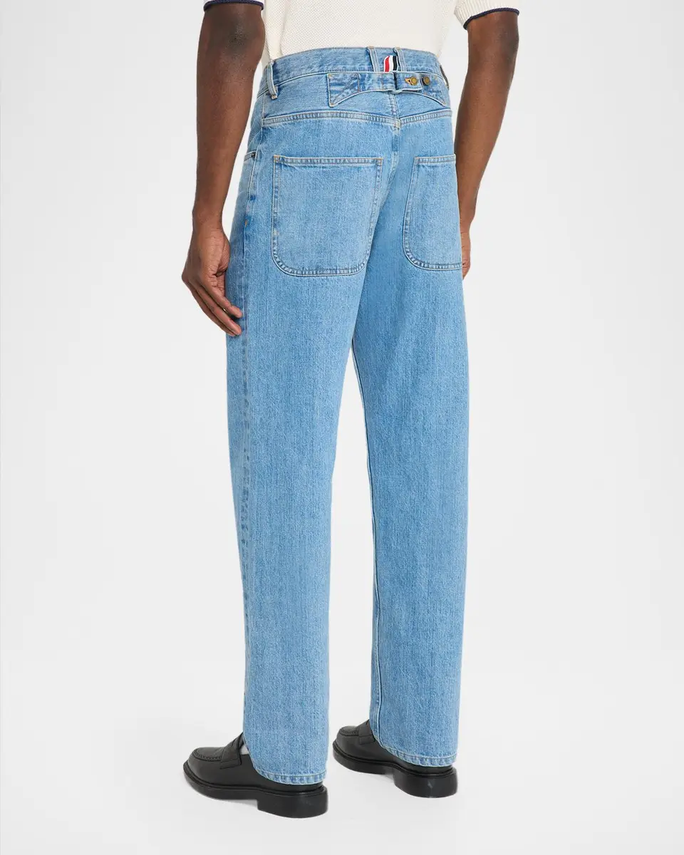 Thom Browne Men's Washed Selvedge Denim Straight-Leg Jeans | Thumbnail 3 Thom Browne Men's Washed Selvedge Denim Straight-Leg Jeans | Thumbnail 3