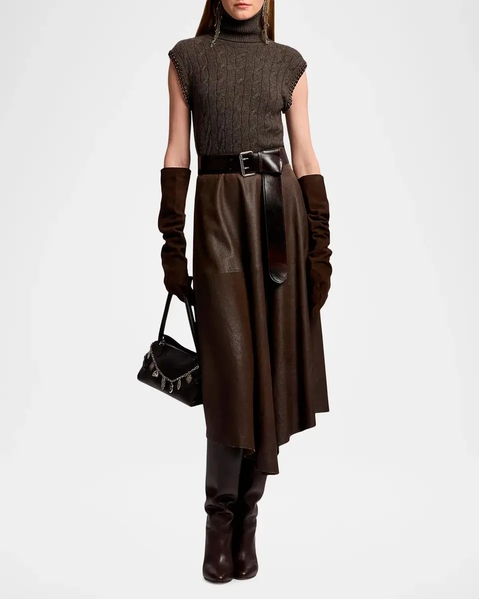 Ralph Lauren Collection Cecilie Distressed Lambskin Skirt | Thumbnail 2