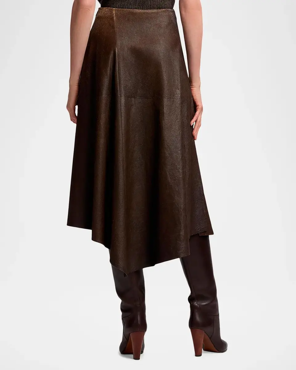 Ralph Lauren Collection Cecilie Distressed Lambskin Skirt | Thumbnail 3