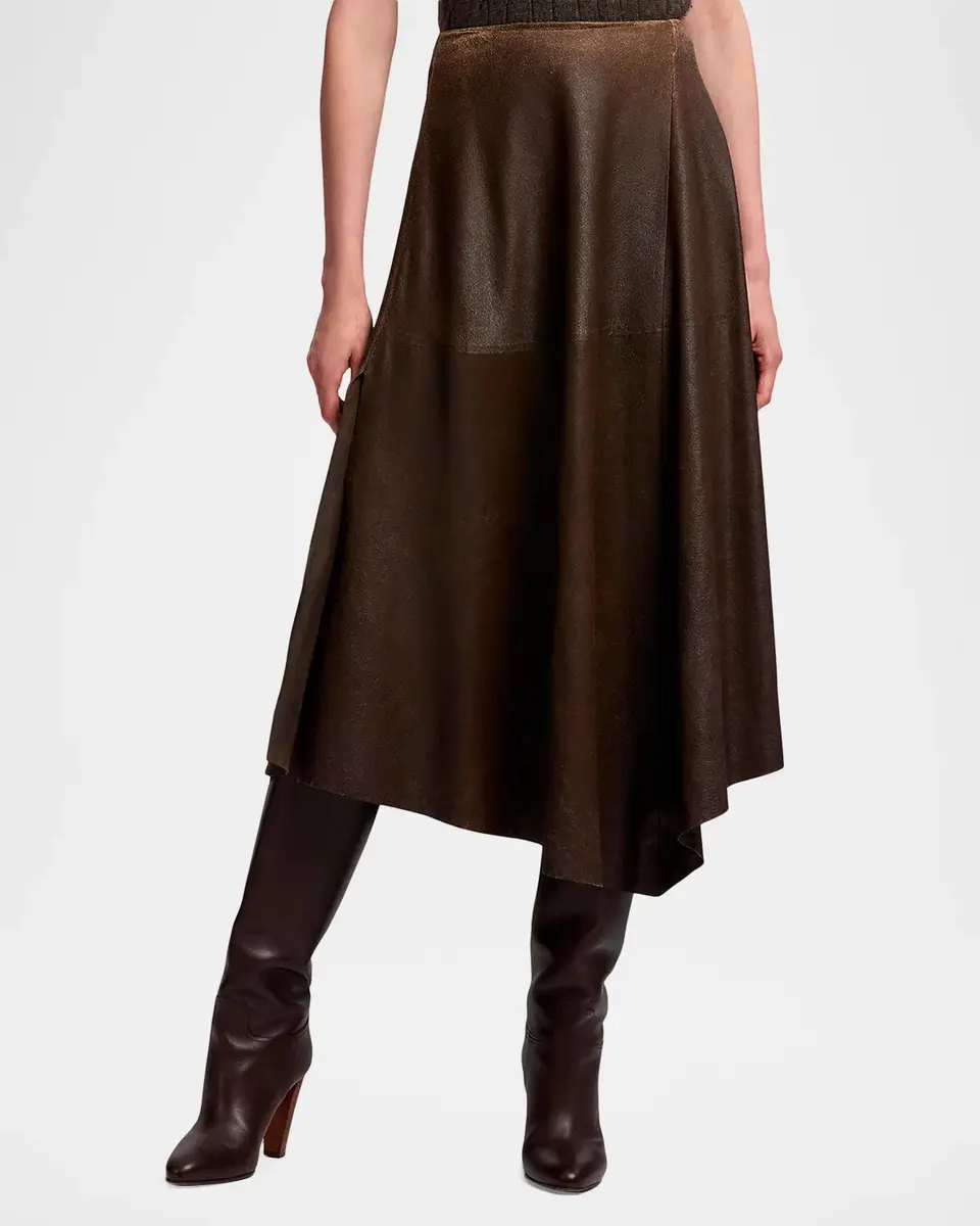 Ralph Lauren Collection Cecilie Distressed Lambskin Skirt | Thumbnail 4