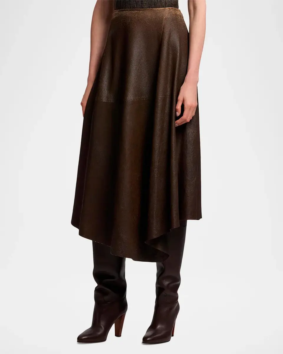 Ralph Lauren Collection Cecilie Distressed Lambskin Skirt | Thumbnail 6