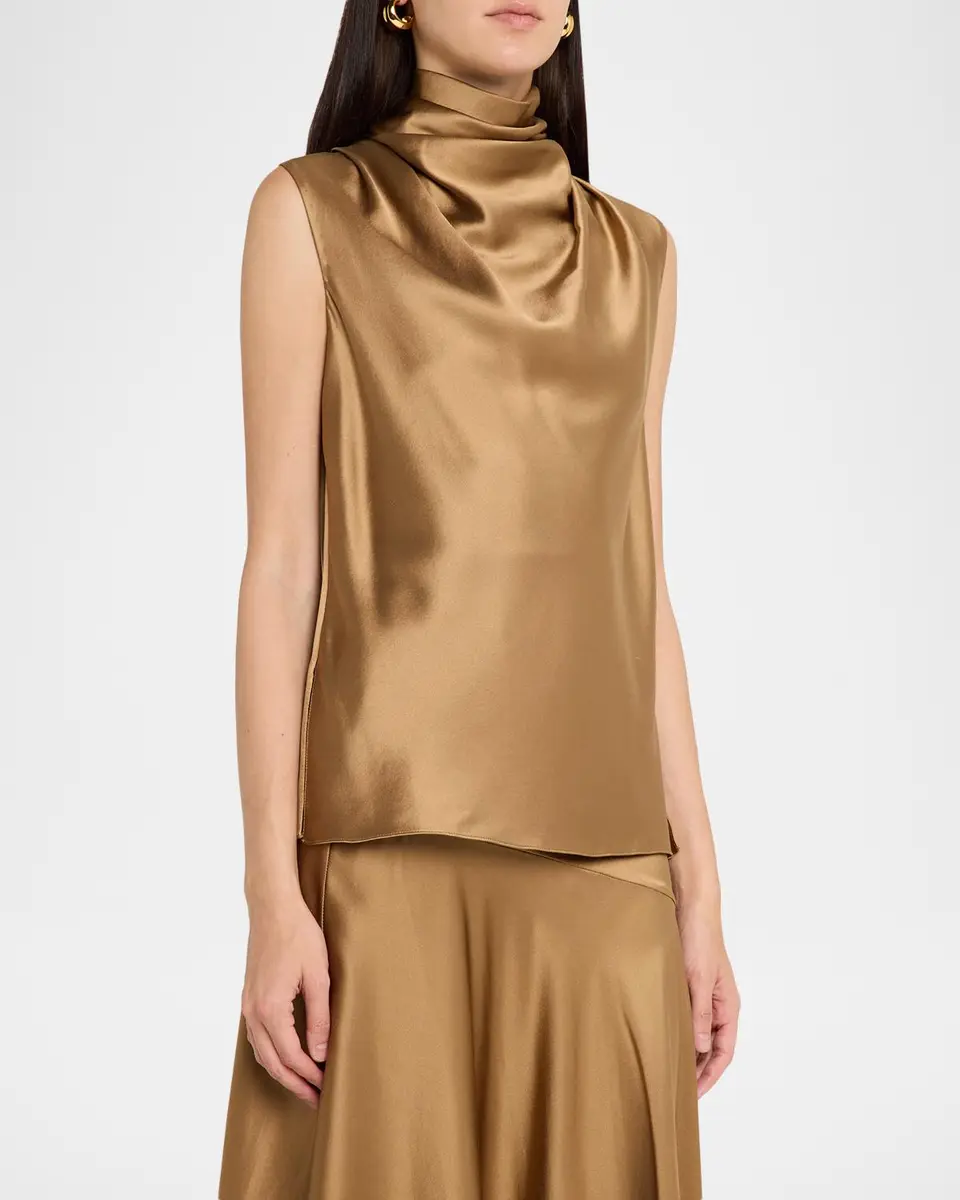 Adam Lippes Kaia Sleeveless Cowl-Neck Silk Top | Thumbnail 4 Adam Lippes Kaia Sleeveless Cowl-Neck Silk Top | Thumbnail 4