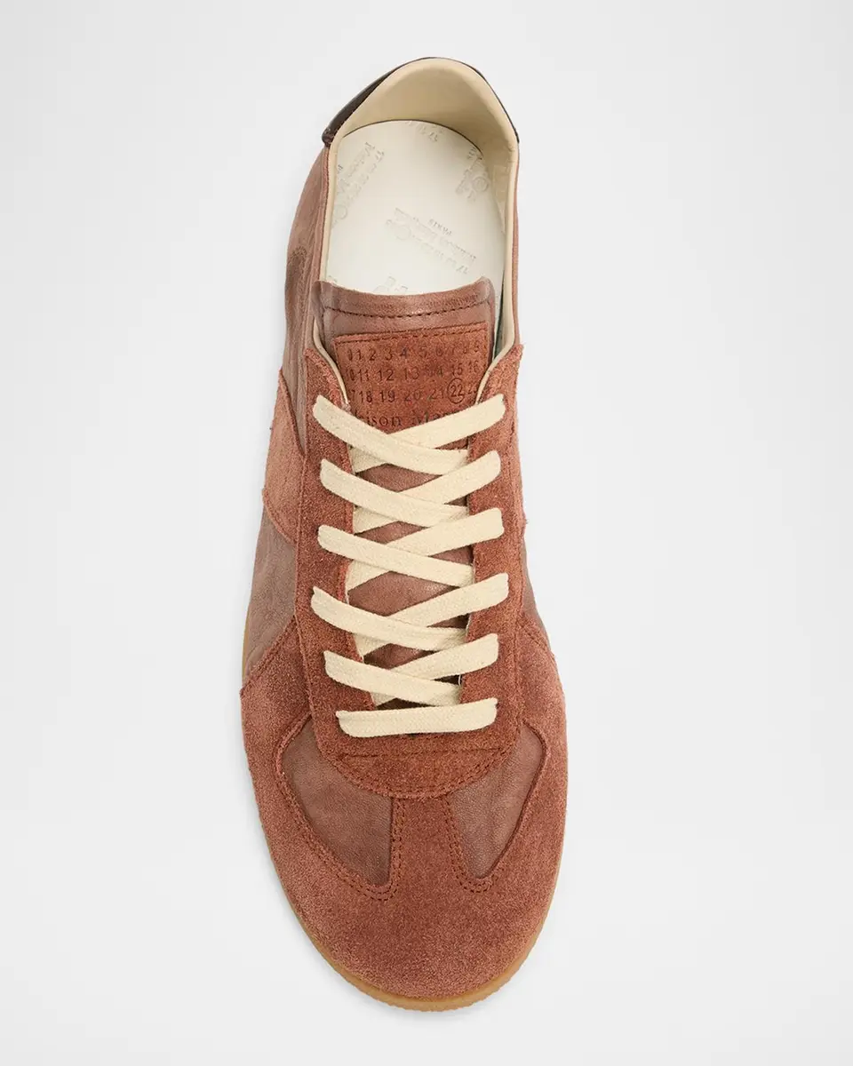 Maison Margiela Men's Replica Napa Leather and Suede Low-Top Sneakers | Thumbnail 6 Maison Margiela Men's Replica Napa Leather and Suede Low-Top Sneakers | Thumbnail 6
