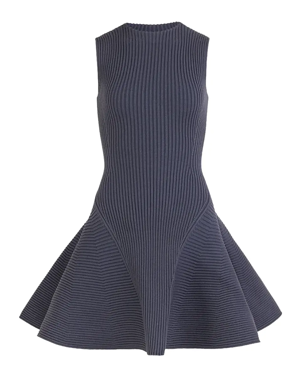 Alaïa Sleeveless English Rib Mini Skater Dress | Thumbnail 2 Alaïa Sleeveless English Rib Mini Skater Dress | Thumbnail 2