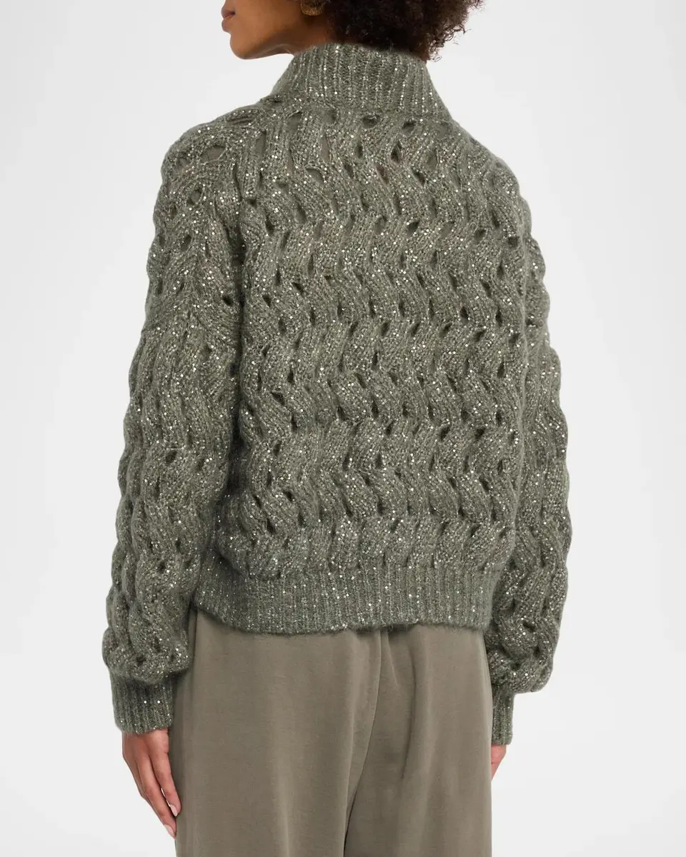 Brunello Cucinelli Ocean Waves Diamante Mohair Cardigan | Thumbnail 3 Brunello Cucinelli Ocean Waves Diamante Mohair Cardigan | Thumbnail 3