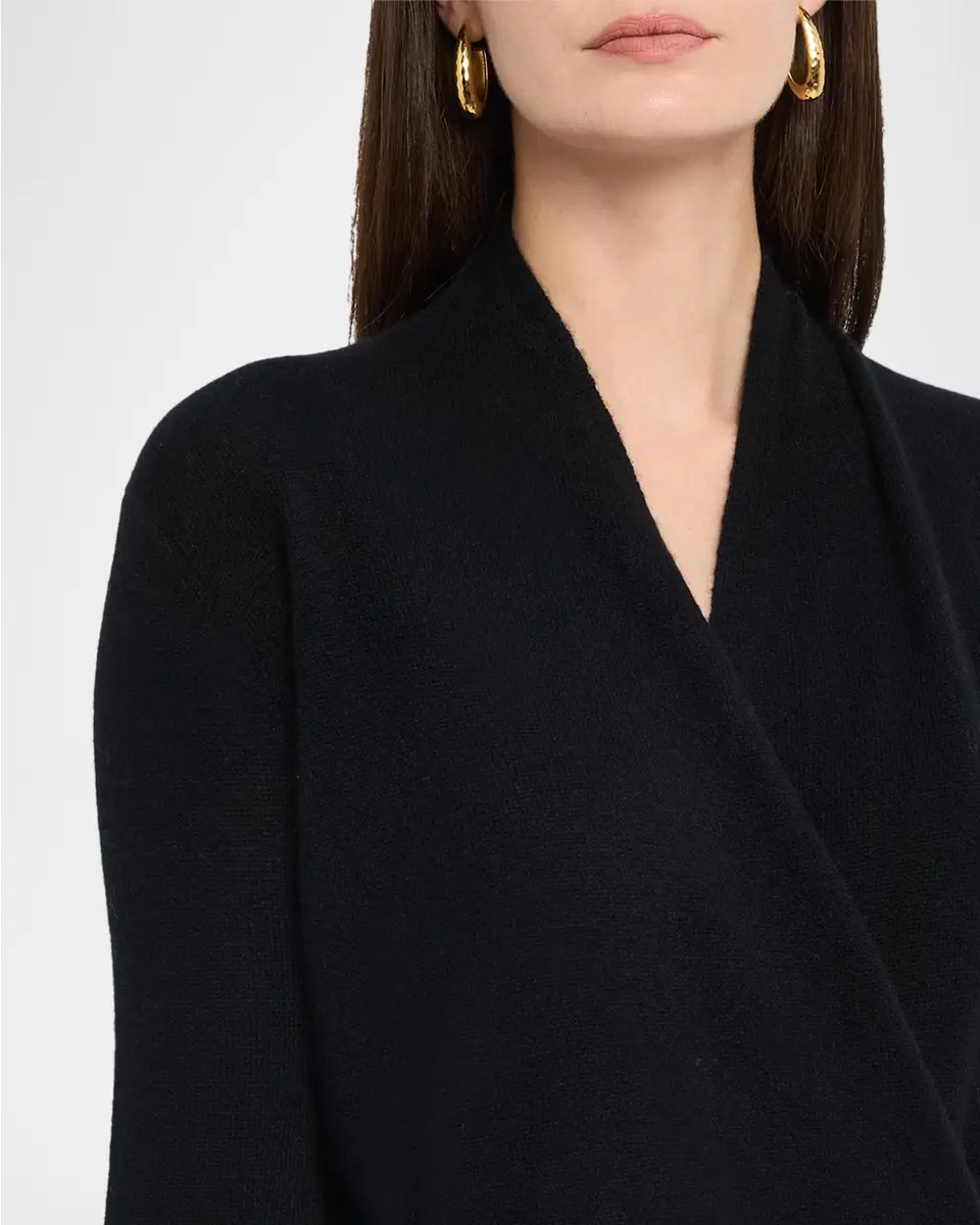 Neiman Marcus Cashmere Collection Wrap-Front Cashmere Top | Thumbnail 5 Neiman Marcus Cashmere Collection Wrap-Front Cashmere Top | Thumbnail 5