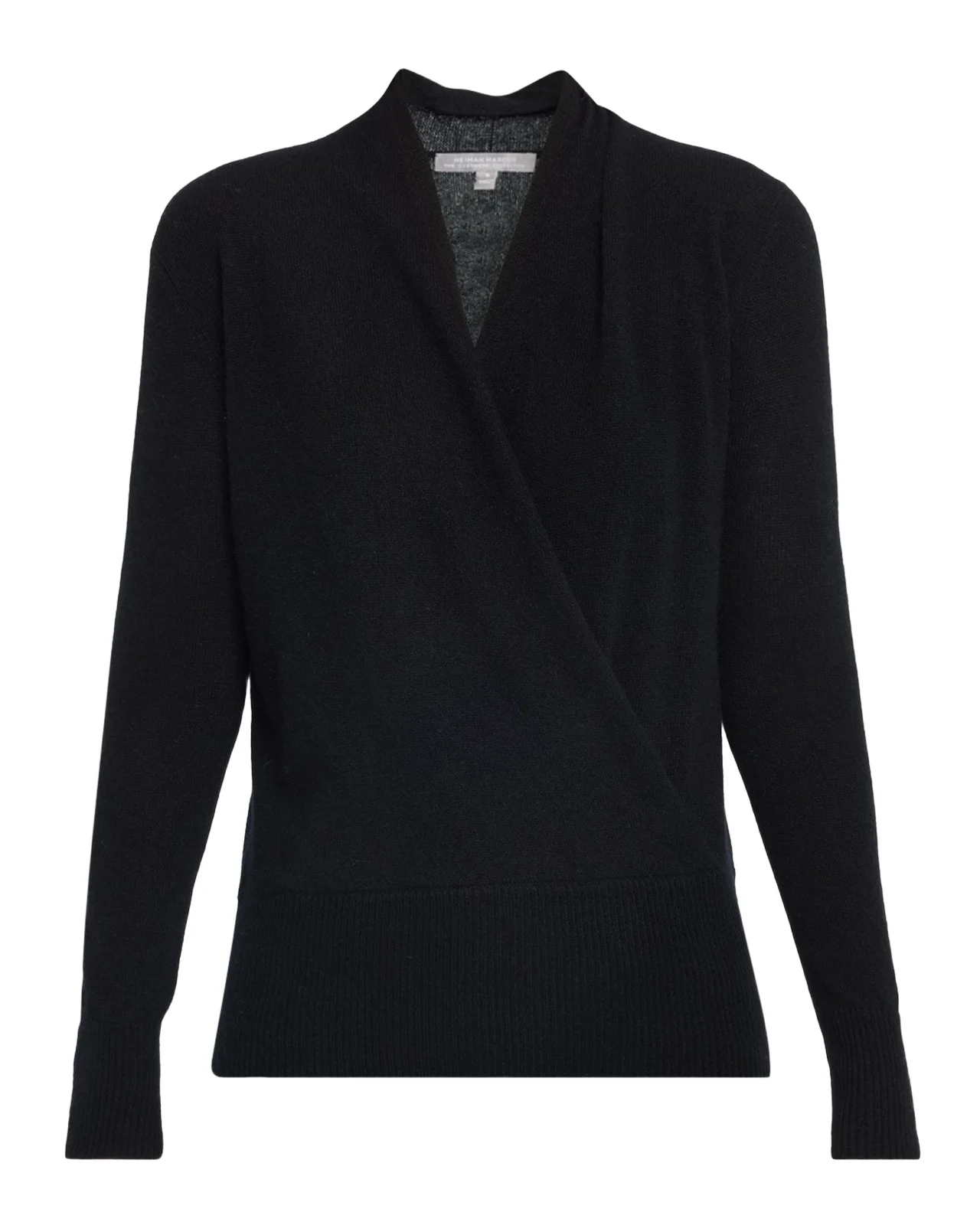 Neiman Marcus Cashmere Collection Wrap-Front Cashmere Top