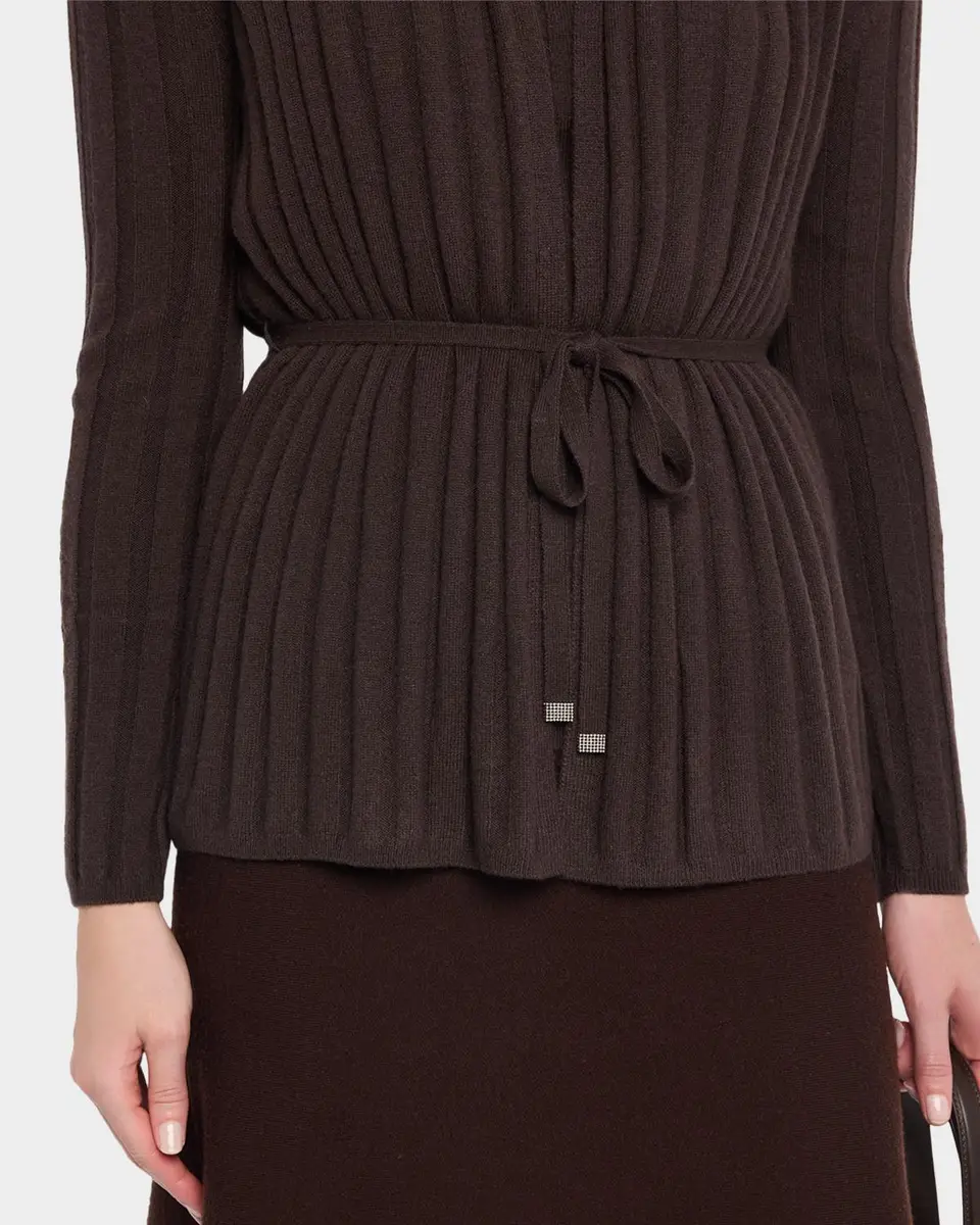 Neiman Marcus Cashmere Collection Cashmere Ribbed Wrap-Front Cardigan | Thumbnail 5 Neiman Marcus Cashmere Collection Cashmere Ribbed Wrap-Front Cardigan | Thumbnail 5