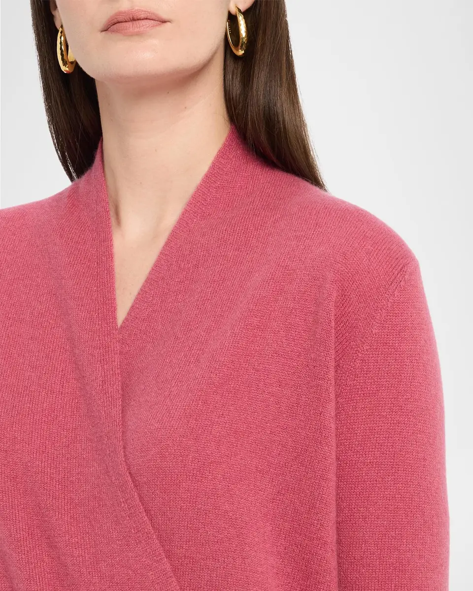 Neiman Marcus Cashmere Collection Wrap-Front Cashmere Top | Thumbnail 5 Neiman Marcus Cashmere Collection Wrap-Front Cashmere Top | Thumbnail 5