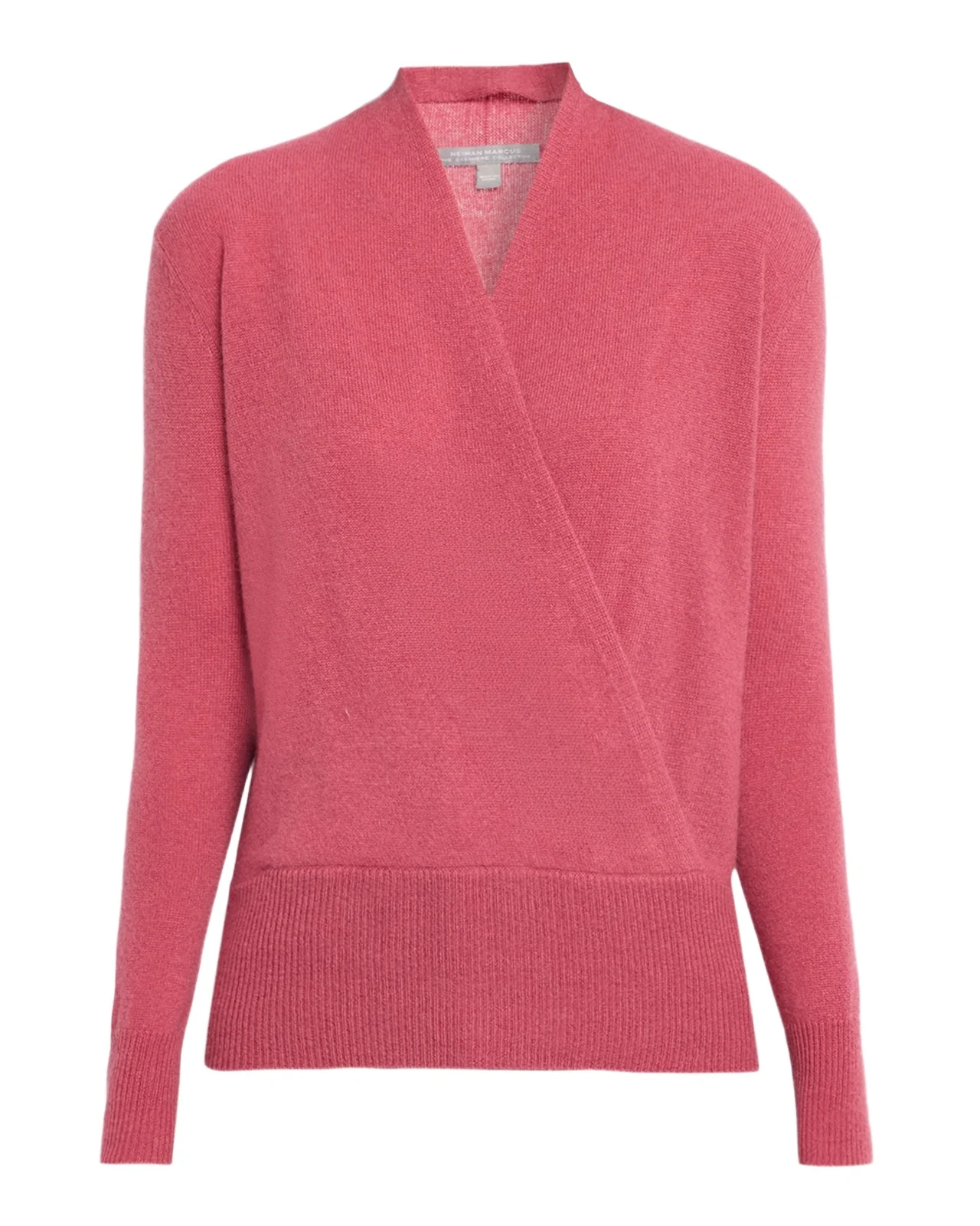 Neiman Marcus Cashmere Collection Wrap-Front Cashmere Top