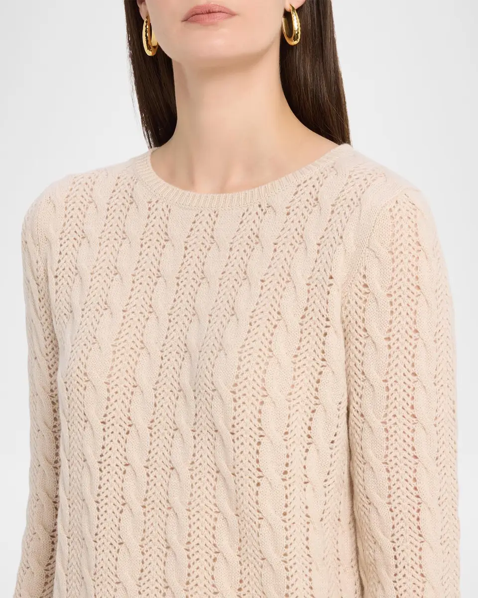 Neiman Marcus Cashmere Collection Pointelle Crewneck Cashmere Sweater | Thumbnail 5 Neiman Marcus Cashmere Collection Pointelle Crewneck Cashmere Sweater | Thumbnail 5