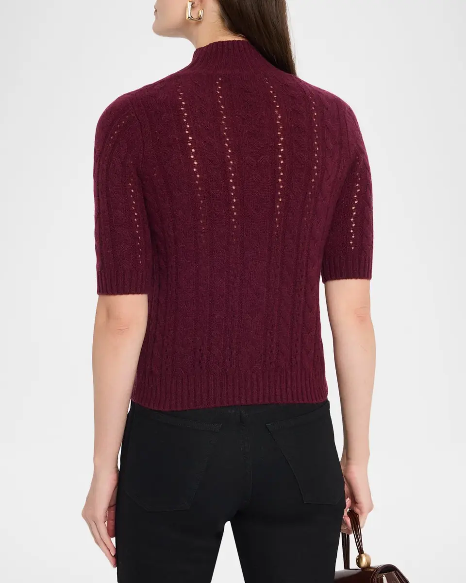 Neiman Marcus Cashmere Collection Cable-Knit Shrunken Cashmere Sweater | Thumbnail 3 Neiman Marcus Cashmere Collection Cable-Knit Shrunken Cashmere Sweater | Thumbnail 3