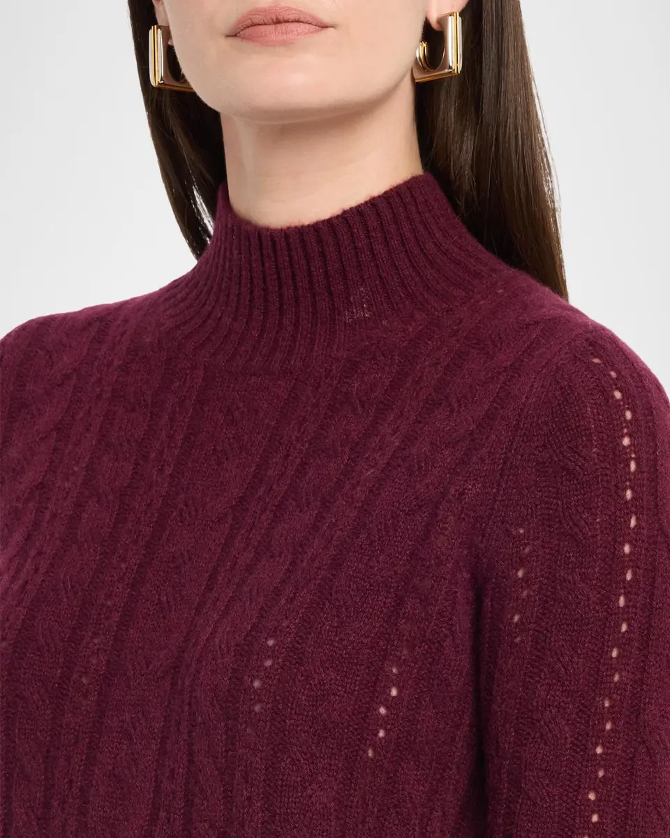 Neiman Marcus Cashmere Collection Cable-Knit Shrunken Cashmere Sweater | Thumbnail 5 Neiman Marcus Cashmere Collection Cable-Knit Shrunken Cashmere Sweater | Thumbnail 5