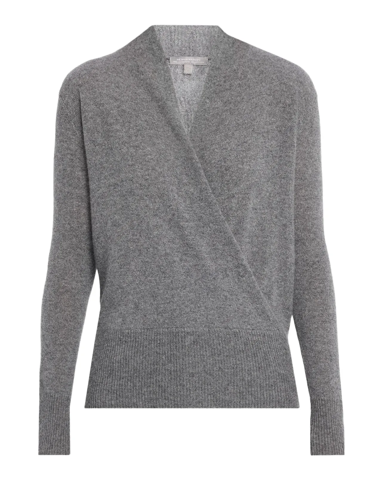 Neiman Marcus Cashmere Collection Wrap-Front Cashmere Top