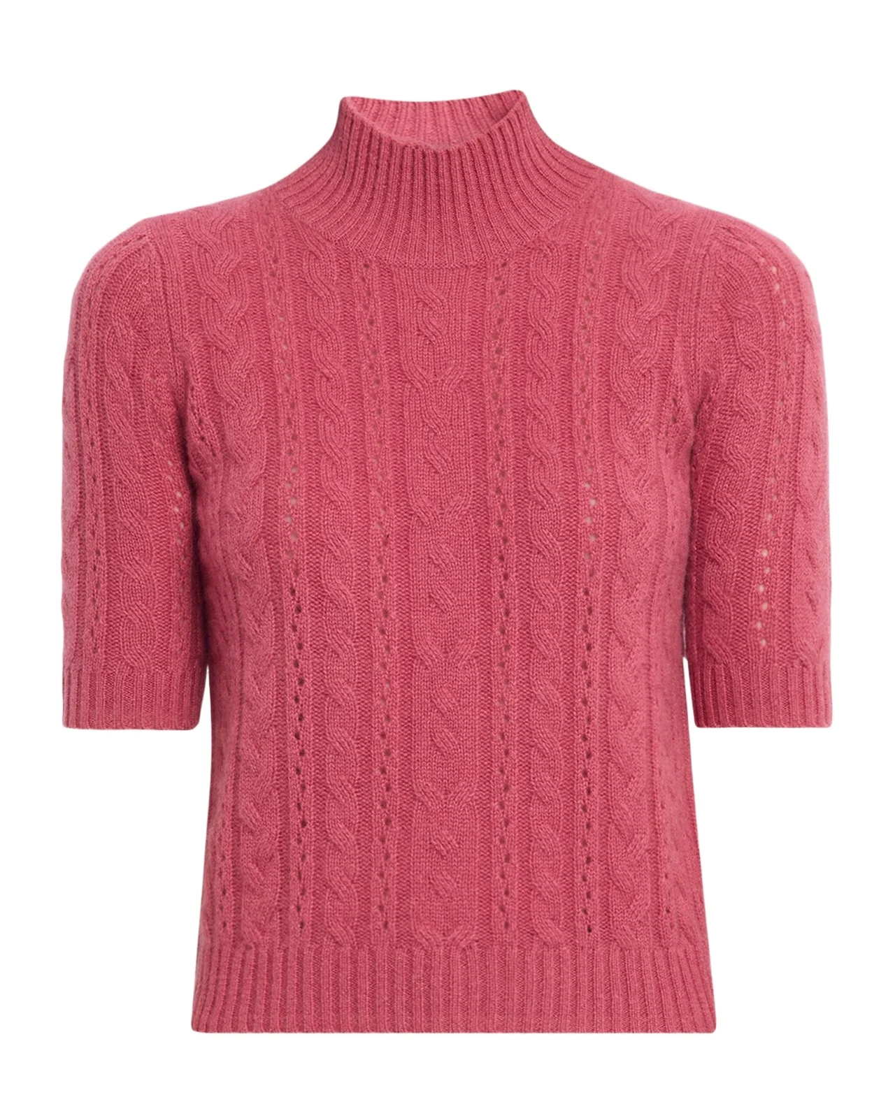 Neiman Marcus Cashmere Collection Cable-Knit Shrunken Cashmere Sweater