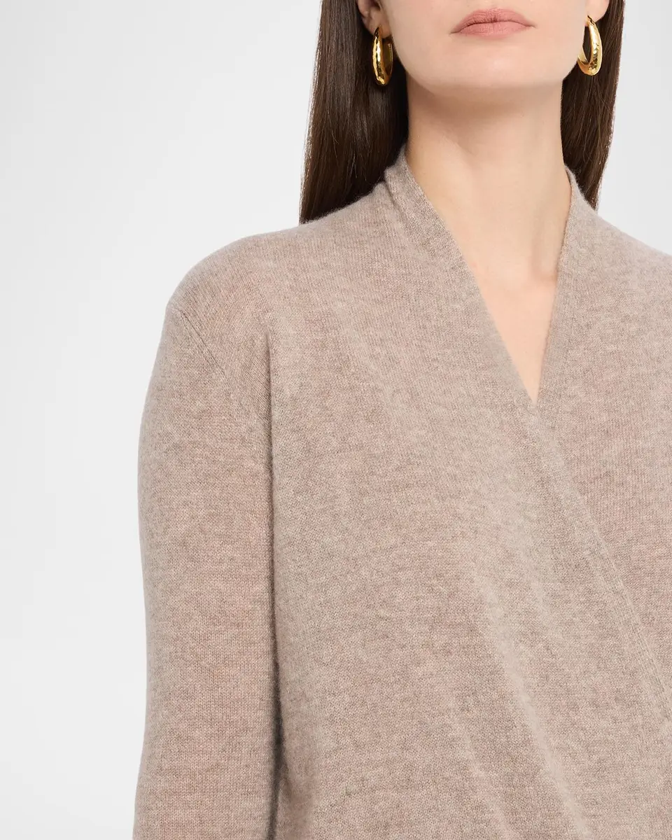 Neiman Marcus Cashmere Collection Wrap-Front Cashmere Top | Thumbnail 5 Neiman Marcus Cashmere Collection Wrap-Front Cashmere Top | Thumbnail 5
