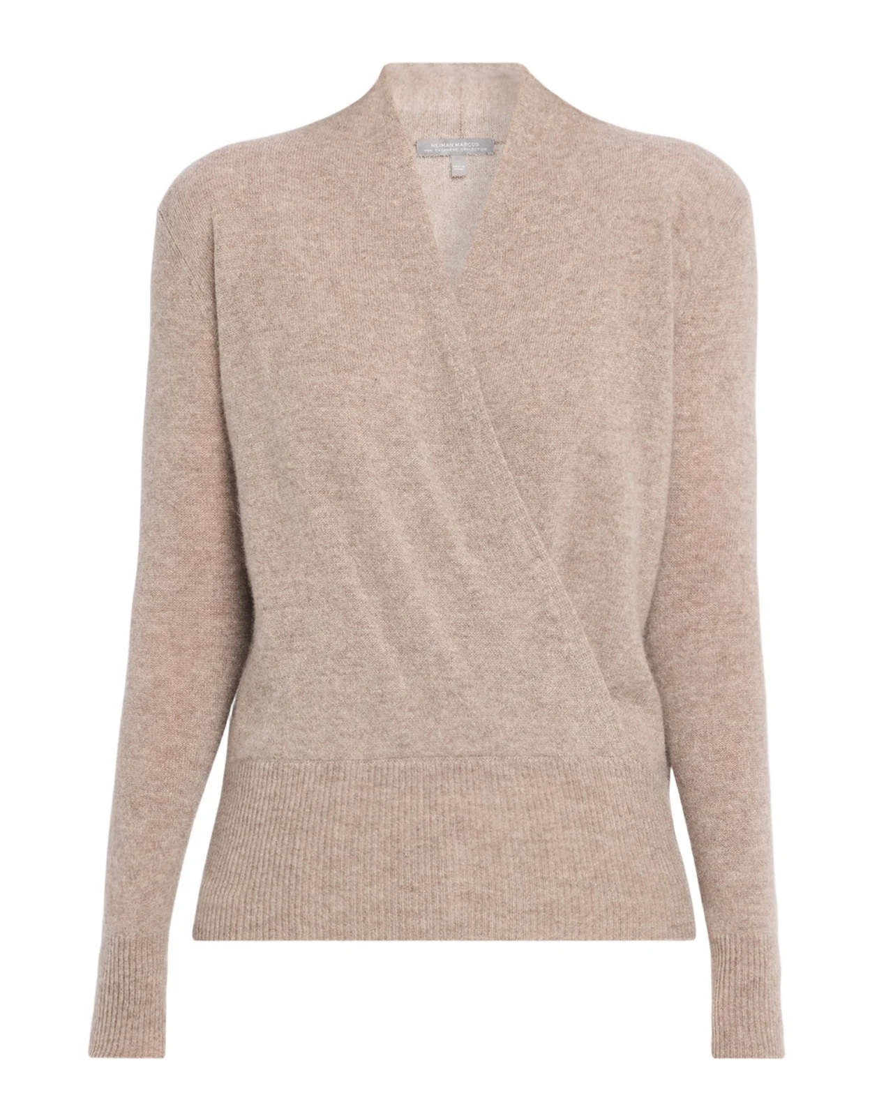 Neiman Marcus Cashmere Collection Wrap-Front Cashmere Top