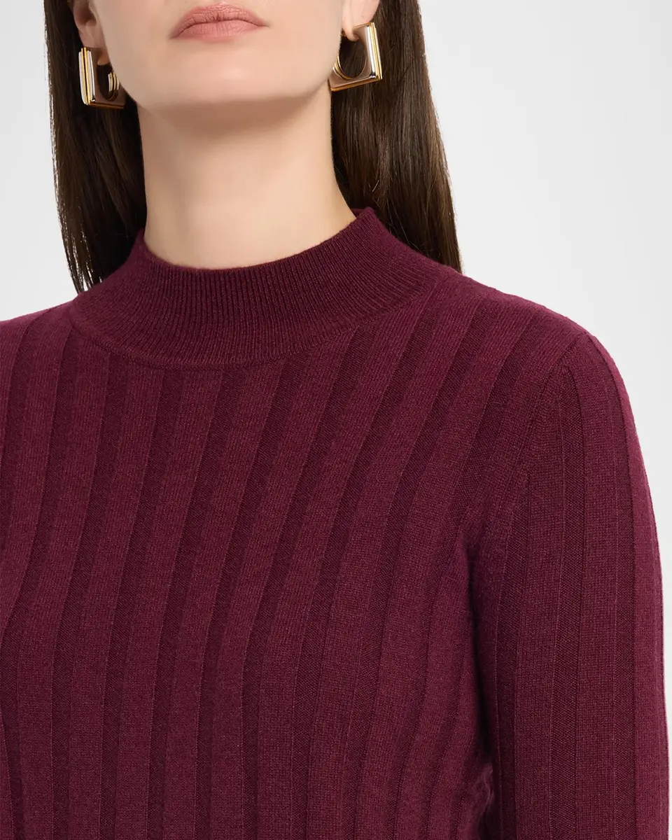 Neiman Marcus Cashmere Collection Ribbed Cashmere Elbow-Sleeve Sweater | Thumbnail 5 Neiman Marcus Cashmere Collection Ribbed Cashmere Elbow-Sleeve Sweater | Thumbnail 5