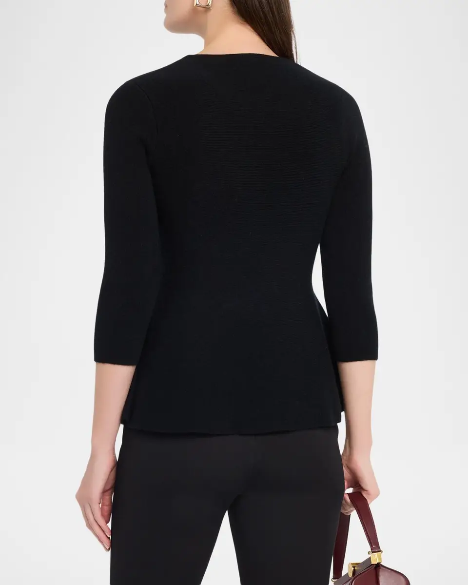 Neiman Marcus Cashmere Collection Cashmere Peplum Top | Thumbnail 3 Neiman Marcus Cashmere Collection Cashmere Peplum Top | Thumbnail 3
