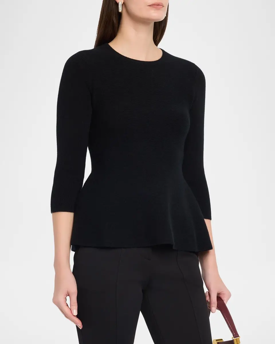 Neiman Marcus Cashmere Collection Cashmere Peplum Top | Thumbnail 4 Neiman Marcus Cashmere Collection Cashmere Peplum Top | Thumbnail 4