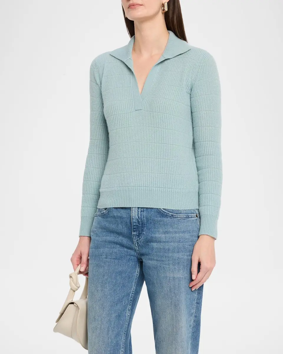 Neiman Marcus Cashmere Collection Cashmere Polo Sweater | Thumbnail 4 Neiman Marcus Cashmere Collection Cashmere Polo Sweater | Thumbnail 4